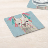 Adorned Llama - White Kartonnen Onderzetters (Schuin)