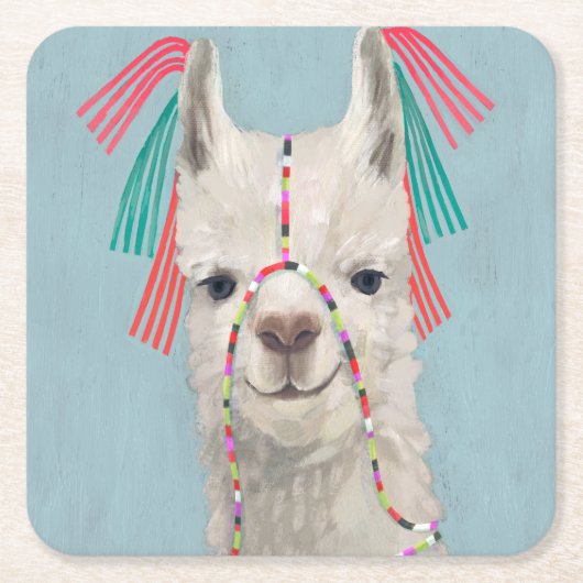 Adorned Llama - White Kartonnen Onderzetters (Voorkant)