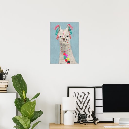 Adorned Llama - White Poster (Thuiskantoor)