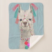 Adorned Llama - White Sherpa Deken (Voorkant)