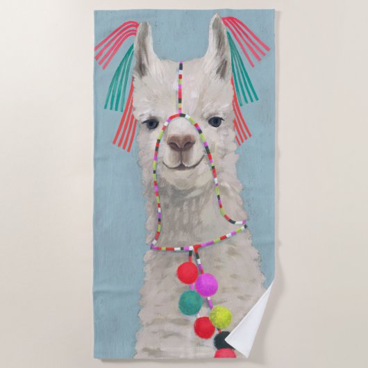 Adorned Llama - White Strandlaken (Voorkant)