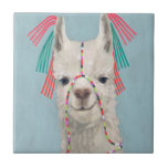 Adorned Llama - White Tegeltje<br><div class="desc">Llama II toegevoegd door Victoria Borges. Hij heeft een witachtige kleur met decoratieve pompomen en tasselachtige aanpassingen.</div>