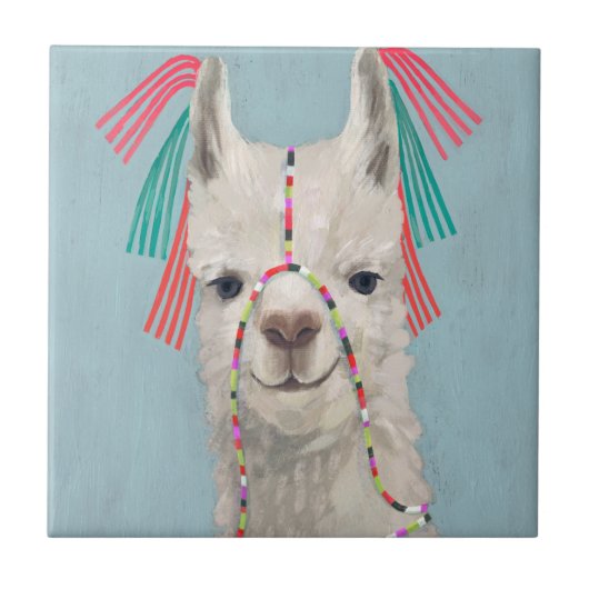 Adorned Llama - White Tegeltje (Voorkant)