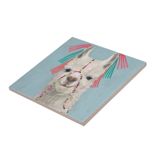 Adorned Llama - White Tegeltje (Zijkant)