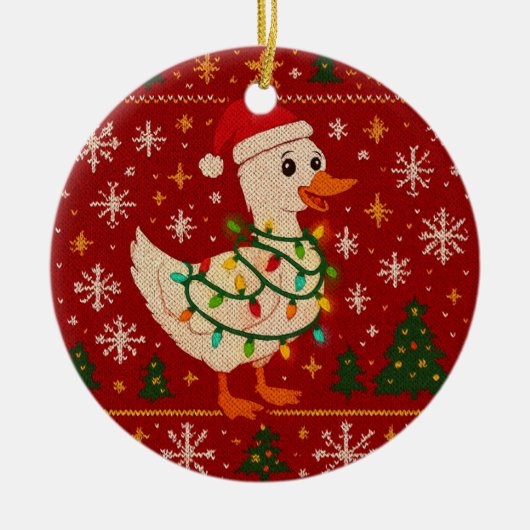 Adorno de cerámica Funny Christmas Goose Ornament  (Voorkant)