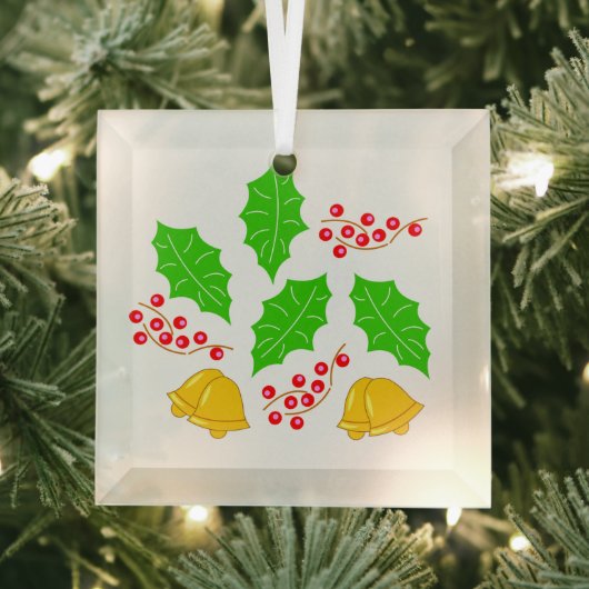 Adorno De Cristal Cuadrado Feliz Navidad Glas Ornament (Insitu)