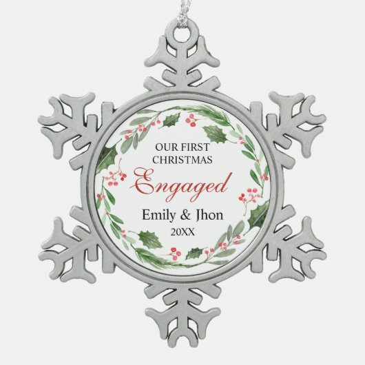 Adorno Our First Christmas Engaged wreath ornament (Voorkant)