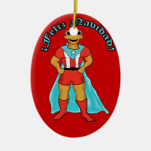 Adorno Super Coqui Feliz Navidad Keramisch Ornament (Voorkant)