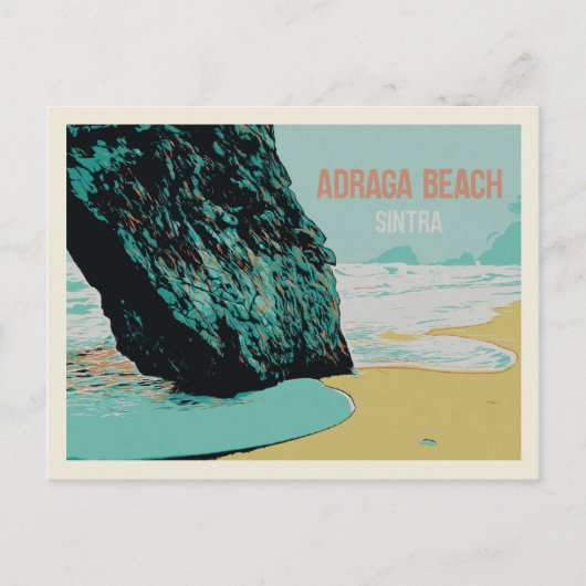 Adraga Beach Uitzicht, Sintra Coast Illustration Briefkaart (Voorkant)