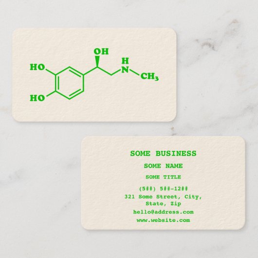 Adrenaline Moleculaire chemische formule Visitekaartje (Voorkant / Achterkant)