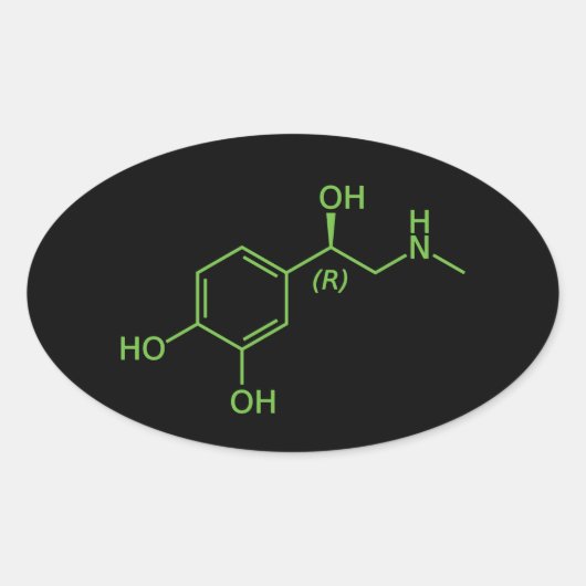 Adrenaline Molecuul Chemisch Diagram Ovale Sticker (Voorkant)