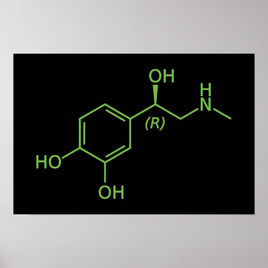 Adrenaline Molecuul Chemisch Diagram Poster (Voorkant)