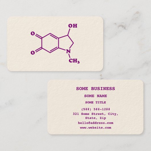 Adrenochroom moleculaire chemische formule visitekaartje (Voorkant / Achterkant)