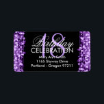 Adres 18e Verjaardagsfeestje Sparkles Paarse Etiket<br><div class="desc">Elegant 18e verjaardagsfeestje schittert Paarse sjabloon. Met lampen en glinsteringen. Eenvoudig te gebruiken en te personaliseren. Bestel vandaag nog!</div>