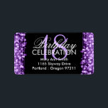 Adres 18e Verjaardagsfeestje Sparkles Paarse Etiket<br><div class="desc">Elegant 18e verjaardagsfeestje schittert Paarse sjabloon. Met lampen en glinsteringen. Eenvoudig te gebruiken en te personaliseren. Bestel vandaag nog!</div>