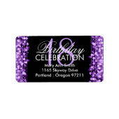 Adres 18e Verjaardagsfeestje Sparkles Paarse Etiket (Voorkant)