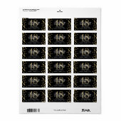 Adres 18th Birthday Gold Glitter Confetti Zwart Etiket (Full Sheet)