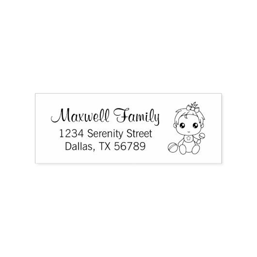 Adres 2 van de Baby Girl Familie Rubberstempel (Afrduk)