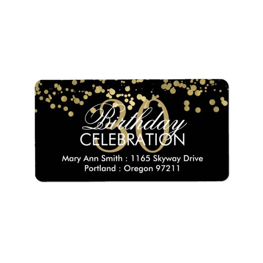 Adres 30th Birthday Gold Foil Confetti Etiket (Voorkant)