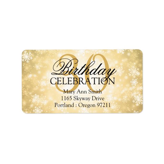 Adres 30th Gold Winter Wonderland Etiket (Voorkant)