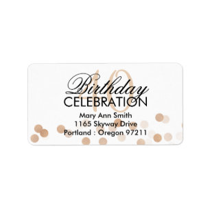 Adres 40th Birthday Copper Foil Glitter Lights Etiket