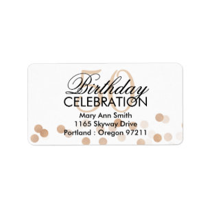 Adres 50th Birthday Copper Folie Glitter Lights Etiket