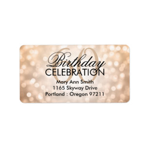 Adres 60th Birthday Party Copper Glitter Lights Etiket