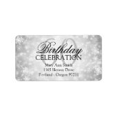Adres 60th Zilveren Winter Wonderland Etiket (Voorkant)