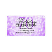 Adres 70e Verjaardagsfeestje Paarse Glitterlichten Etiket (Voorkant)