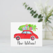 Adres Aankondiging auto met kerstboom Briefkaart (Staand voorkant)