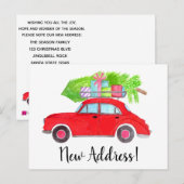 Adres Aankondiging auto met kerstboom Briefkaart (Voorkant / Achterkant)