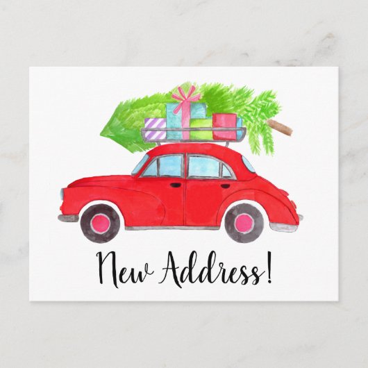 Adres Aankondiging auto met kerstboom Briefkaart (Voorkant)