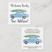 Adres Aankondiging blauwe auto met kerstboom (Voorkant / Achterkant)