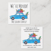 Adres Aankondiging blauwe auto met kerstcadeaus (Voorkant / Achterkant)