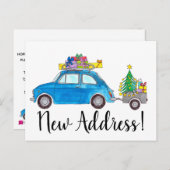 Adres aankondiging Blue Fiat 500 Kerstmis Briefkaart (Voorkant / Achterkant)