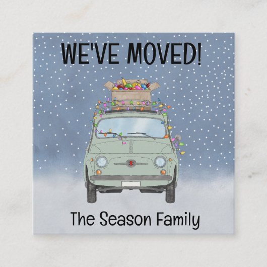 Adres Aankondiging Fiat 500 met Kerstverlichting (Voorkant)