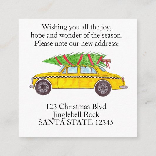 Adres Aankondiging Gele Taxi Kerstboom (Achterkant)