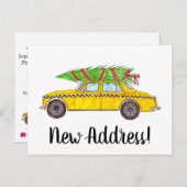 Adres Aankondiging Gele Taxi Kerstboom Briefkaart (Voorkant / Achterkant)