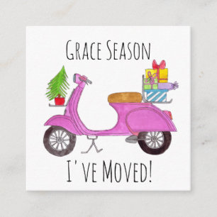 Adres Aankondiging, kerstscooter en geschenken Informatiekaartje