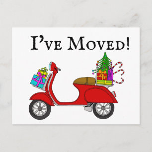 Adres Aankondiging Klassieke Kerst Scooter Briefkaart