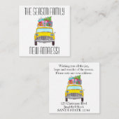 Adres Aankondiging met kerstcadeaus met gele cabin (Voorkant / Achterkant)