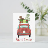 Adres Aankondiging Rode auto met cadeaus Briefkaart (Staand voorkant)