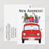 Adres Aankondiging Rode Auto met Kerstcadeaus Briefkaart (Voorkant / Achterkant)