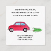 Adres Aankondiging Rode Fiat 500 Kerstboom (Achterkant)