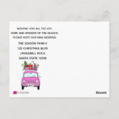Adres Aankondiging Roze Fiat 500 Kerstcadeaus Briefkaart (Achterkant)