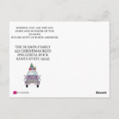 Adres Aankondigingswagen met kerstcadeaus Post Briefkaart (Achterkant)