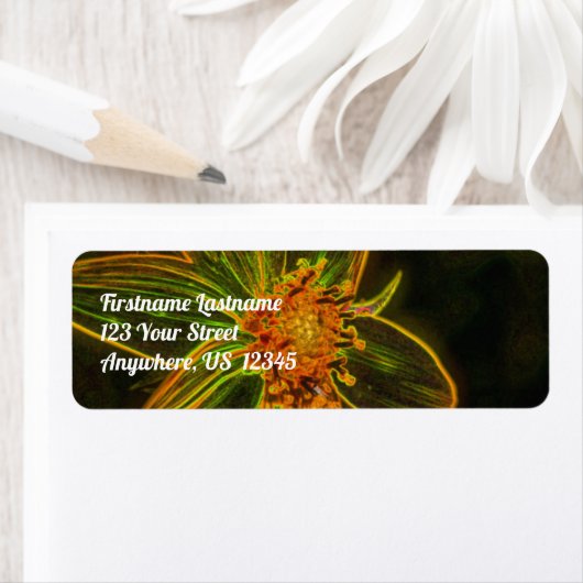 Adres Abstracte zonnebloem Etiket (Insitu)