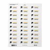 Adres afstudeerder Pet Black en Gold Afstuderen Etiket (Full Sheet)