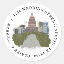 Adres Austin Texas Return Ronde Sticker