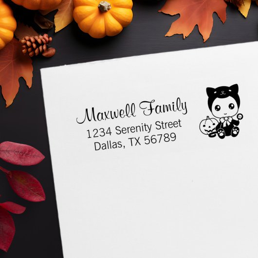 Adres baby Black Cat Pumpkin Rubberstempel